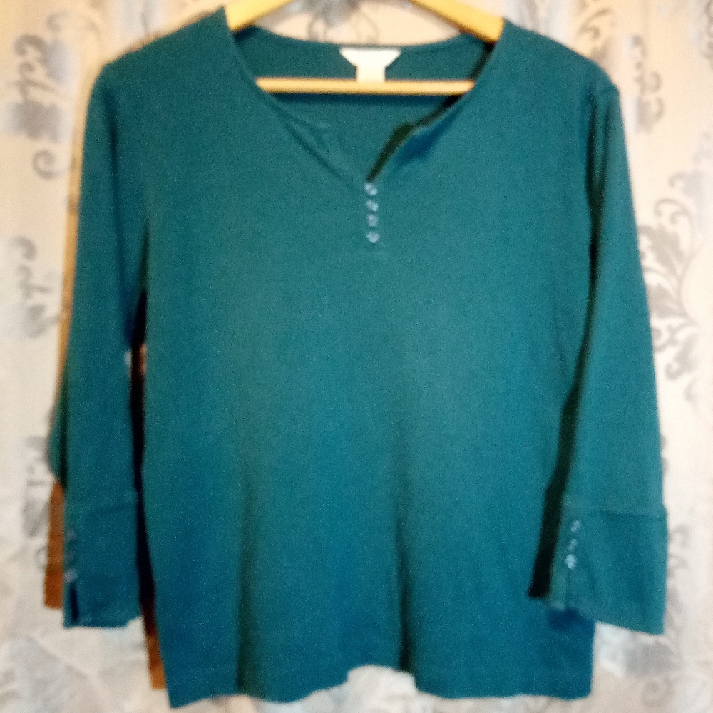 Christopher & Banks Long Sleeve Top - Teal - Size Large